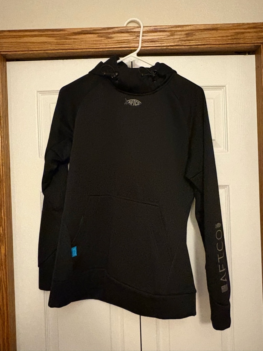 AFTCO Black Hooded Pullover with Sleeve Logo